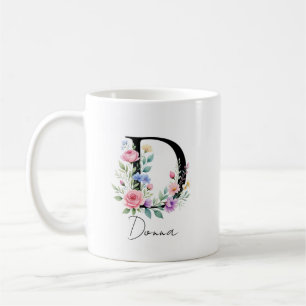 Taza De Café Monograma Floral – Letra D