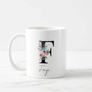 Taza De Café Monograma Floral – Letra F