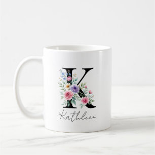 Taza De Café Monograma floral – Letra K