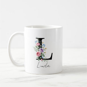 Taza De Café Monograma floral - Letra L