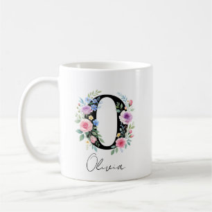 Taza De Café Monograma floral – Letra O