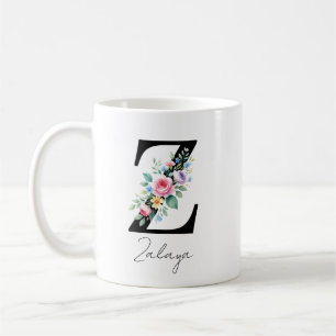 Taza De Café Monograma Floral – Letra Z
