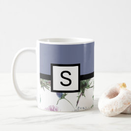 Taza De Café Monograma Floral Lilac