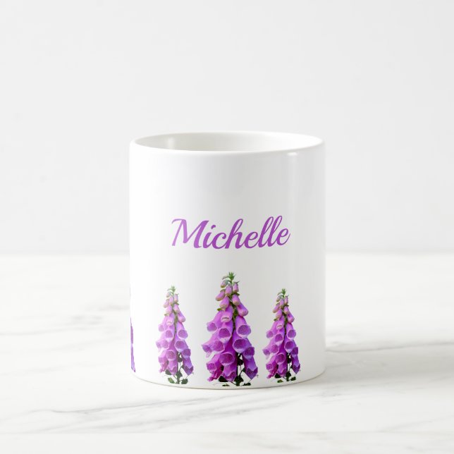 Taza De Café Monograma floral morado de flores silvestres blanc (Centro)
