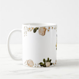 Taza De Café Monograma Floral Pastel 'D' Mug Inicial