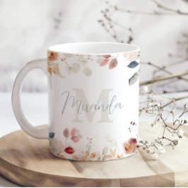 Taza De Café Monograma floral personalizado
