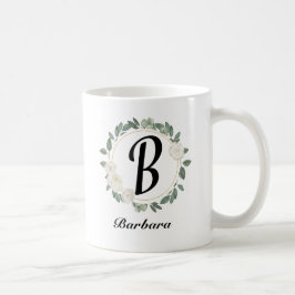 Taza De Café Monograma floral personalizado con nombre