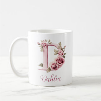 Taza De Café Monograma floral personalizado D