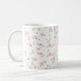 Taza De Café Monograma Floral Romántico | Cottagecore Vintage