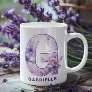 Taza De Café Monograma G de lechones Lilac personalizados