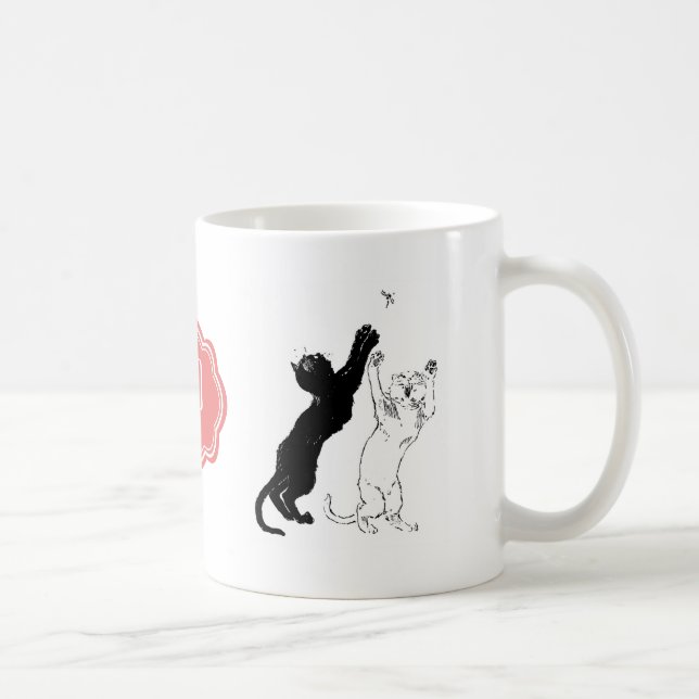 Taza De Café Monograma Gato negro Art Nouveau Chat Noir Steinle (Derecha)