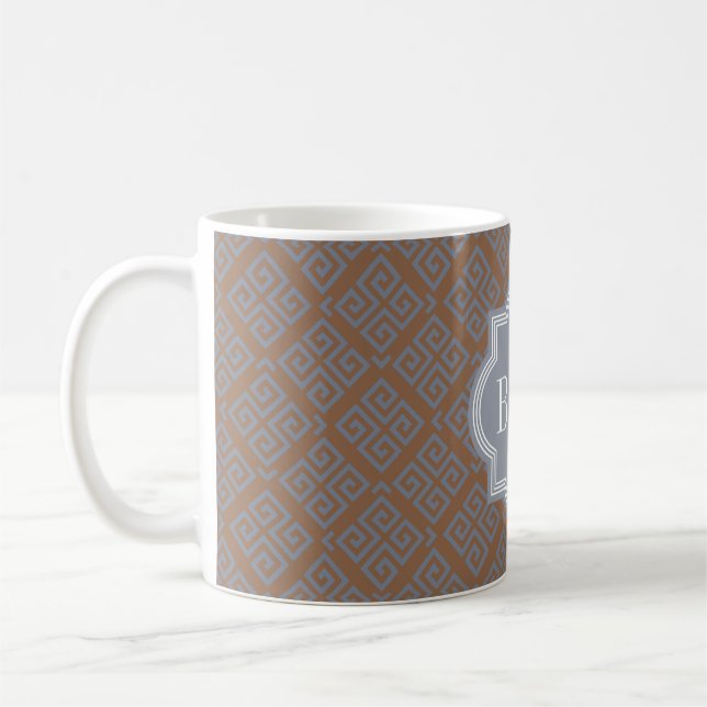 Taza De Café Monograma geométrico abstracto marrón elegante del (Izquierda)