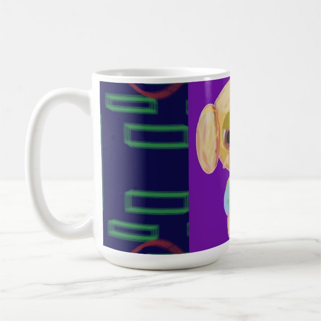 Taza De Café Monograma geométrico de cuadradas azules de cobre (Izquierda)