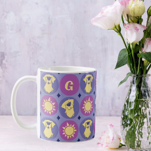 Taza De Café Monograma Golden Retriever Whimsical Sun Dog