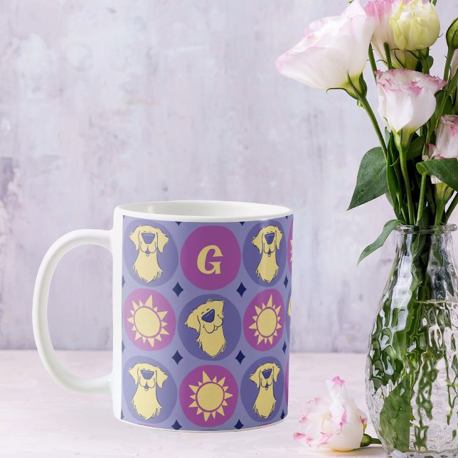 Taza De Café Monograma Golden Retriever Whimsical Sun Dog (Subido por el creador)