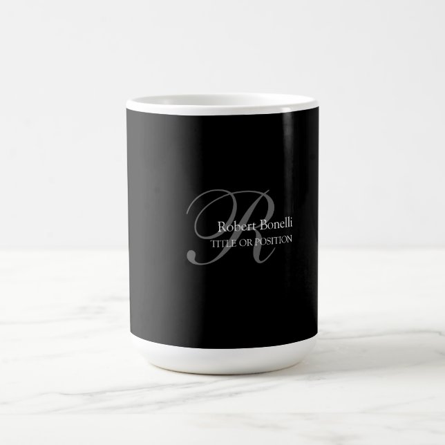 Taza De Café Monograma gris blanco negro (Centro)