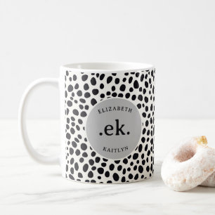Taza De Café Monograma gris del patrón del perro de Dalmacia