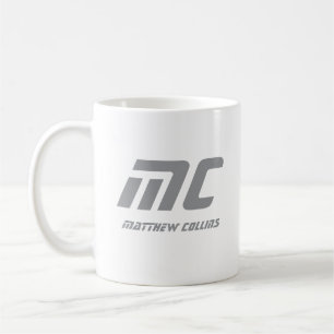 Taza De Café Monograma gris moderno nombre negrita texto simple