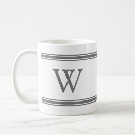 Taza De Café Monograma Gris Stried Personalized Mug