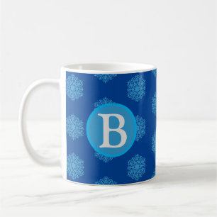 Taza De Café Monograma inicial "B" Copos de nieve azul Café Mug