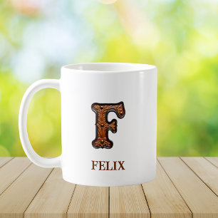Taza De Café Monograma Inicial de Cuero Occidental Tooled F