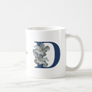Taza De Café Monograma inicial de flor de hibisco D personaliza