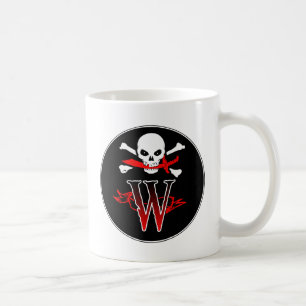 Taza De Café Monograma inicial de Jolly Roger W