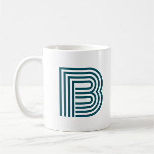 Taza De Café Monograma Inicial de Letra Moderna y Elegante Verd