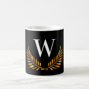 Taza De Café Monograma inicial de oro negro