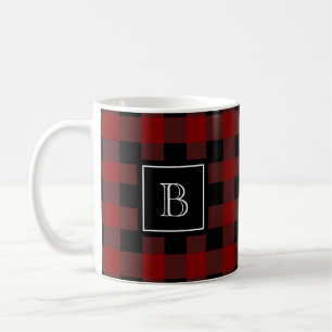 Taza De Café Monograma inicial de patrón de cuadros escoceses d