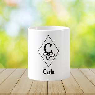 Taza De Café Monograma Inicial Geométrico Elegante C