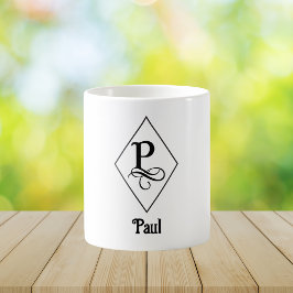 Taza De Café Monograma Inicial Geométrico Elegante P