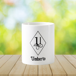 Taza De Café Monograma Inicial Geométrico Elegante U
