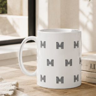 Taza De Café Monograma Inicial Moderno Simple Mínimo