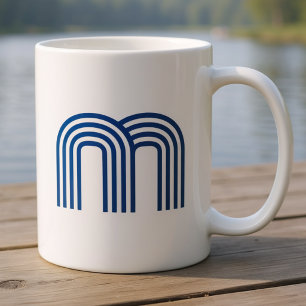 Taza De Café Monograma Inicial Monogramada Azul Moderna Simple