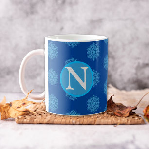 Taza De Café Monograma inicial "N" personalizado café azul Mug