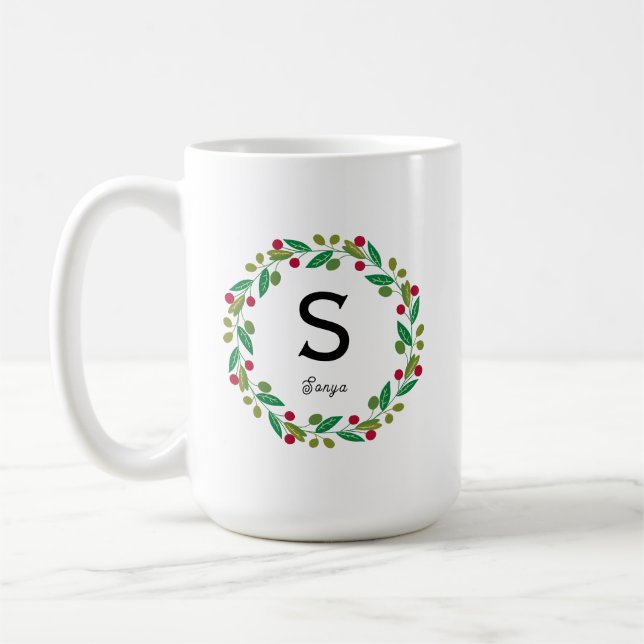 Taza De Café Monograma inicial - Navidades (Izquierda)