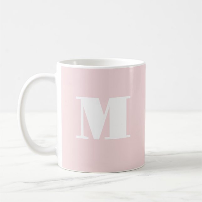 Taza De Café Monograma inicial rosado simple de Rubor (Izquierda)