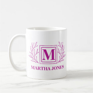 Taza De Café Monograma inicial y nombre café moderno ciruela de