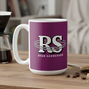 Taza De Café Monograma Iniciales Órbita Cromo en Cualquier Colo