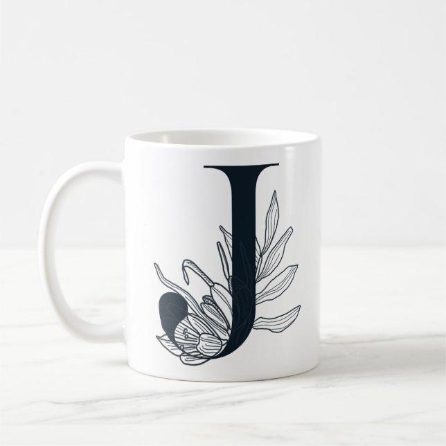 Taza De Café Monograma J Café inicial Mug (Izquierda)