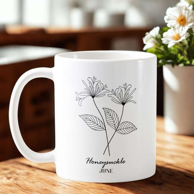 Taza De Café Monograma Junio Nacimiento Mes Flor (Subido por el creador)