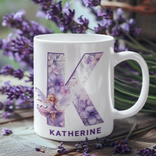 Taza De Café Monograma K de lechón Lilac personalizado