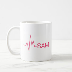 Taza De Café Monograma latido médico para Médicas y enfermera