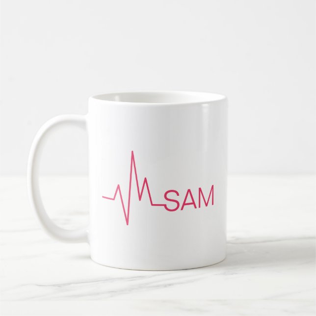 Taza De Café Monograma latido médico para Médicas y enfermeras (Izquierda)