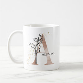 Taza De Café Monograma Letra inicial moderna A Boho Personaliza