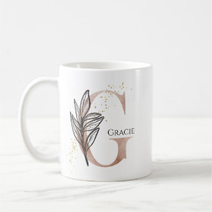 Taza De Café Monograma Letra inicial moderna G Boho Personaliza