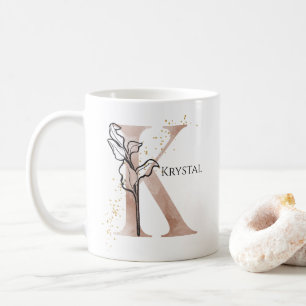 Taza De Café Monograma Letra inicial moderna K Boho Personaliza