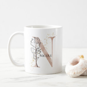 Taza De Café Monograma Letra inicial moderna N Boho Personaliza