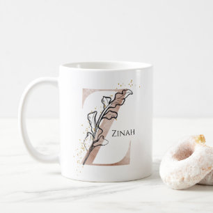 Taza De Café Monograma Letra inicial moderna Z Boho Personaliza